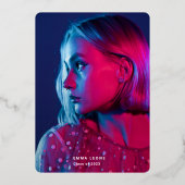 Trendy Script Overlay | Zwei Foto Abschluss Gold Folieneinladung (Vorderseite)