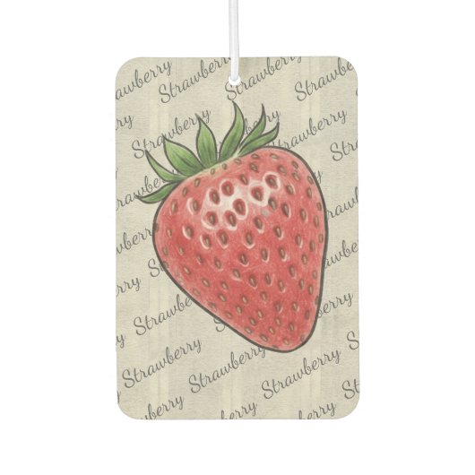 Trendy script pattern Natural wood Strawberry Chic Autolufterfrischer (Vorderseite)