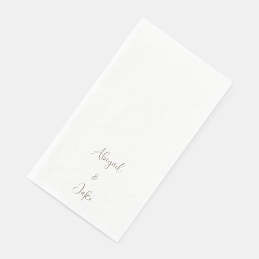 Trendy Script Personalisiert Gold Text Wedding Serviette (Ecke)