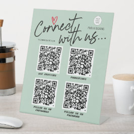 Trendy Script QR Code verbinden mit uns moderne Ze Sockelschild