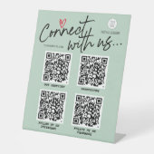 Trendy Script QR Code verbinden mit uns moderne Ze Sockelschild (Vorderseite)