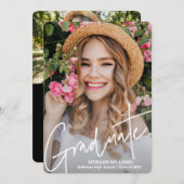 Trendy Script Text, Graduate Add Pic Abschluss Ankündigung (Vorne/Hinten)