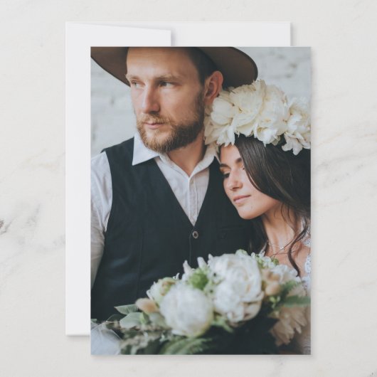 Trendy Script Two Foto Wedding Save the Date (Rückseite)