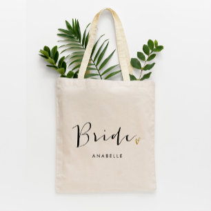 Trendy Script Typografie "Bride" Tragetasche
