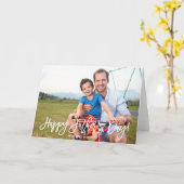 Trendy Script | Vatertag-Foto Karte (Gelbe Blume)