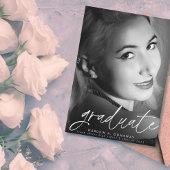 Trendy Script White Overlay Zwei-Foto-Abschluss Ankündigung