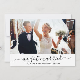 Trendy Script Wir Got Verheiratete Foto Wedding Ca Dankeskarte