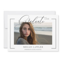 Trendy Scripte Graduate Party Einladende Fotokarte