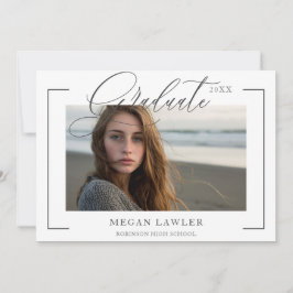 Trendy Scripte Graduate Party Einladende Fotokarte Einladung