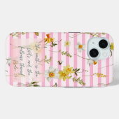 Trendy Scripture Pink Stripe Yellow Daffodils Bees Case-Mate iPhone Hülle (Rückseite (Horizontal))