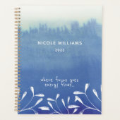 Trendy Seafoam Blue Ombre Wassercolor Planer (Vorderseite)