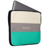 Trendy Seafoam Green Color Block Muster mit Name Laptopschutzhülle (Vorne Rechts)