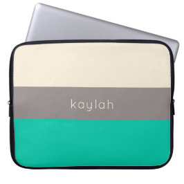 Trendy Seafoam Green Color Block Muster mit Name Laptopschutzhülle