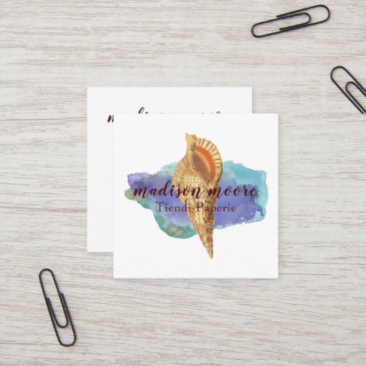Trendy Seashell Quadratische Visitenkarte (Vorderseite/Rückseite Beispiel)