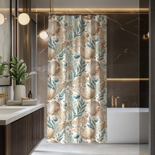 Trendy Seaside Curtain Pastel Maritime Bath Look Duschvorhang