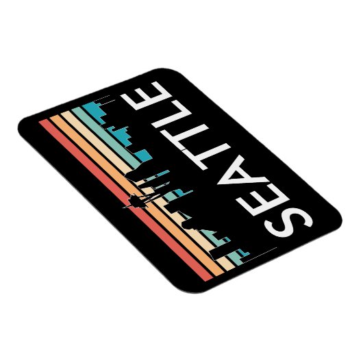 Trendy Seattle Washington Retro Sunset Skyline Magnet (Rechte Seite)