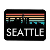 Trendy Seattle Washington Retro Sunset Skyline Magnet (Horizontal)