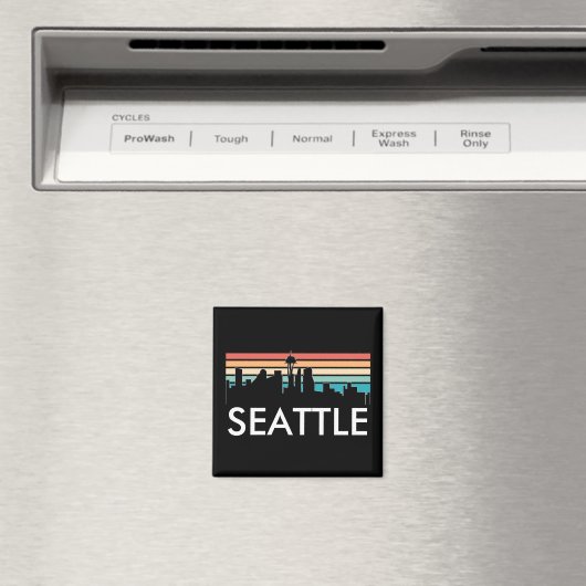 Trendy Seattle Washington Retro Sunset Skyline Magnet (In Situ (Geschirrspüler))