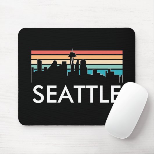 Trendy Seattle Washington Retro Sunset Skyline Mousepad (Mit Mouse)