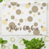 Trendy Sepia Pokka-Dot Personalize Name Geschirrtuch (Gefaltet)