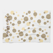 Trendy Sepia Pokka-Dot Personalize Name Geschirrtuch (Horizontal)