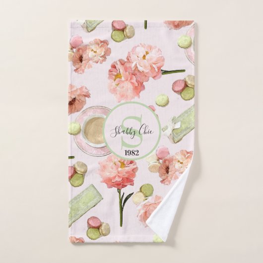 Trendy Shabby Chic Peonies and Macarons Set (Handtuch)