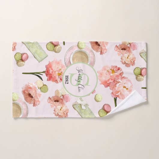 Trendy Shabby Chic Peonies and Macarons Set (Handtuch)
