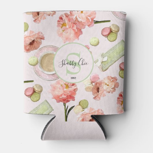 Trendy Shabby Chic Peonies and Macarons Set Dosenkühler (Vorderseite)