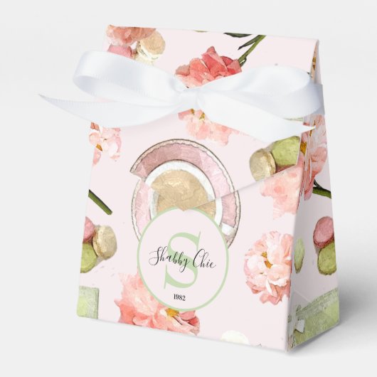 Trendy Shabby Chic Peonies and Macarons Set Geschenkschachtel (Vorderseite)