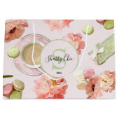 Trendy Shabby Chic Peonies and Macarons Set Große Geschenktüte (Vorderseite)