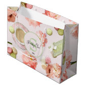 Trendy Shabby Chic Peonies and Macarons Set Große Geschenktüte (Vorderseite Schrägansicht)