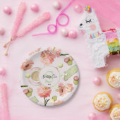 Trendy Shabby Chic Peonies and Macarons Set Pappteller (Party)