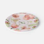Trendy Shabby Chic Peonies and Macarons Set Pappteller (Schrägansicht)