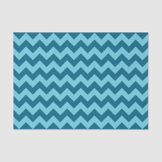 Trendy Shades of Blue Zickzack Pattern Seidenpapier (Vorderseite)
