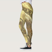 Trendy Shades of Gold Fraktal Wirbel Muster Leggings (Links)