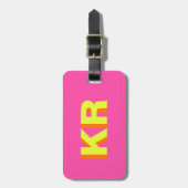 Trendy Shadow Monogram Pink Yellow Personalisiert Gepäckanhänger (Vorderseite vertikal)