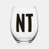 Trendy Shadow Monogram Wedding Customized Stemless Weinglas Ohne Stiel (Vorderseite)