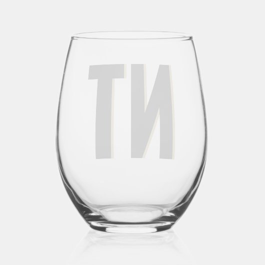 Trendy Shadow Monogram Wedding Customized Stemless Weinglas Ohne Stiel (Rückseite)