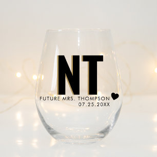 Trendy Shadow Monogram Wedding Customized Stemless Weinglas Ohne Stiel