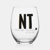 Trendy Shadow Monogram Wedding Customized Stemless Weinglas Ohne Stiel (Vorderseite)
