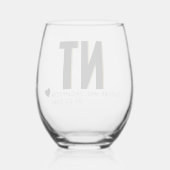 Trendy Shadow Monogram Wedding Customized Stemless Weinglas Ohne Stiel (Rückseite)