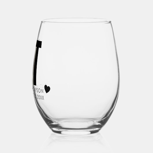 Trendy Shadow Monogram Wedding Customized Stemless Weinglas Ohne Stiel (Links)