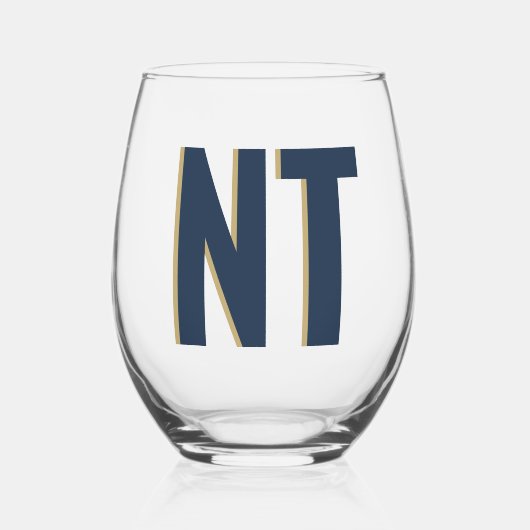 Trendy Shadow Monogram Wedding Customized Stemless Weinglas Ohne Stiel (Vorderseite)