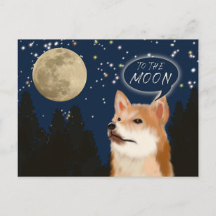 Trendy Shiba Inu Dogecoin Hund zum Mond-Sprichwort Postkarte