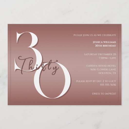 Trendy Shiny Modern 30th Birthday Invitation Einladung (Vorderseite)