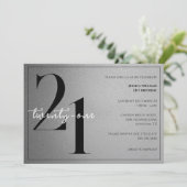 Trendy Shiny Modern Unisex 21st Birthday Einladung (Stehend Vorderseite)