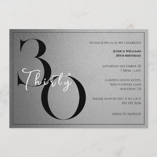 Trendy Shiny Modern Unisex 30th Birthday Einladung (Vorderseite)