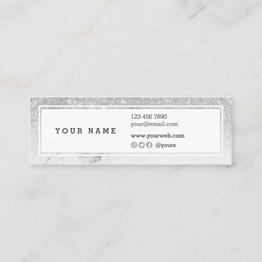 Trendy silberner mini visitenkarte (Rückseite)