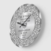 Trendy Silver Diamonds 25th Anniversary Large Cl Große Wanduhr (Winkel)