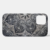 Trendy Silver Floral Mandala Blue Marmor Design Case-Mate iPhone Hülle (Rückseite (Horizontal))